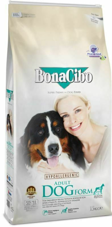 בונאסיבו עוף ואנשובי 15 ק"ג - לכלב מבוגר לייט סניור - היפואלרגני לבעיות משקל